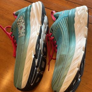 Hoka One One Teal and Pink Athletic Shoes